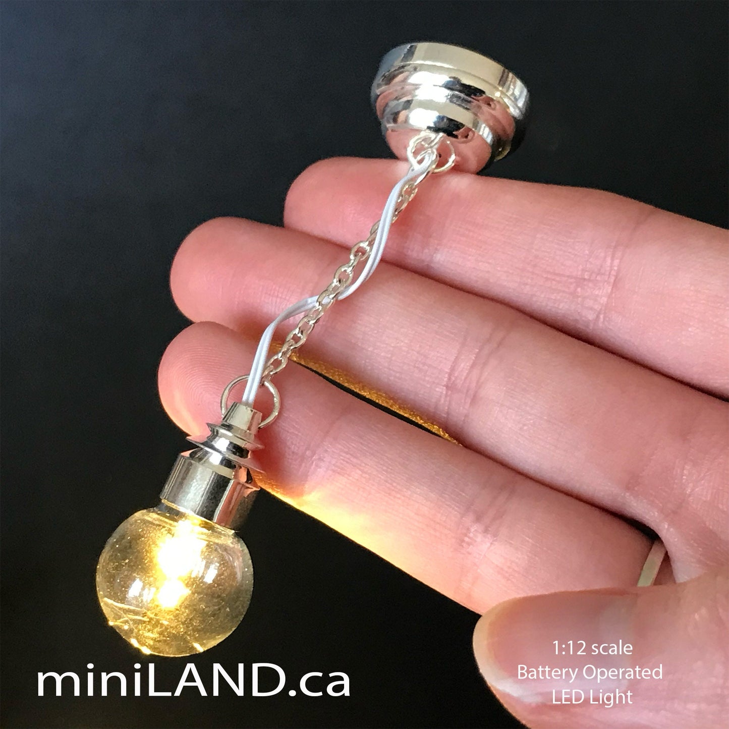 Hanging clear globe bulb lamp LED Super bright with On/off switch for dollhouse miniature 1:12