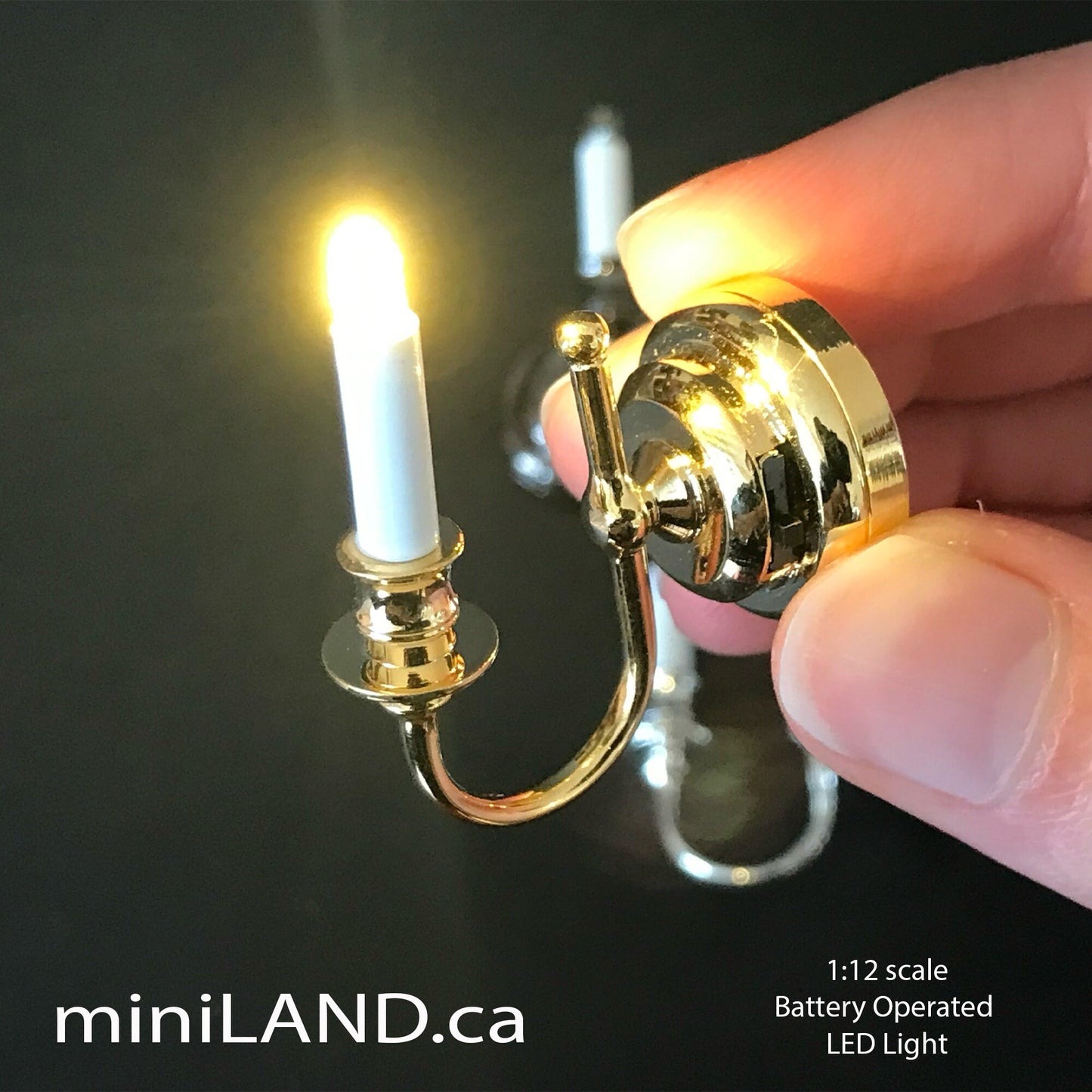 Single candle wall sconce candle holder LED super bright light with on/off switch for 1:12 scale dollhouse miniatures FA052001