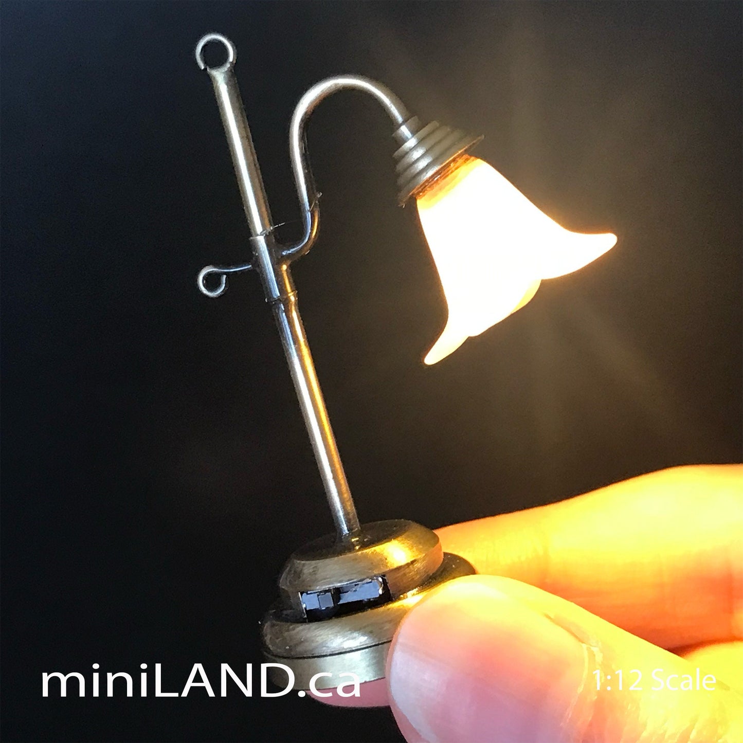 Antique Tulip Table Lamp pink LED Super bright with On/off switch for 1:12 dollhouse miniature old time flower side light