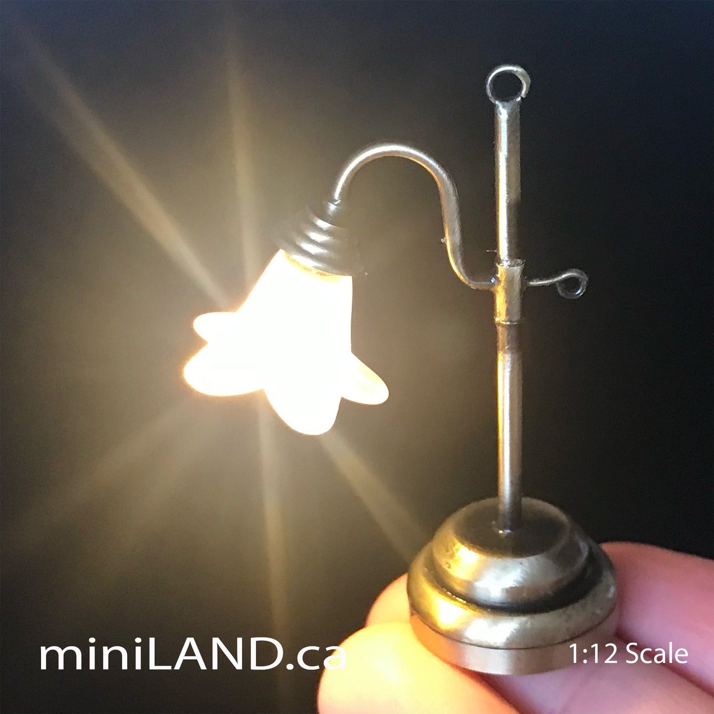 Antique Tulip Table Lamp pink LED Super bright with On/off switch for 1:12 dollhouse miniature old time flower side light