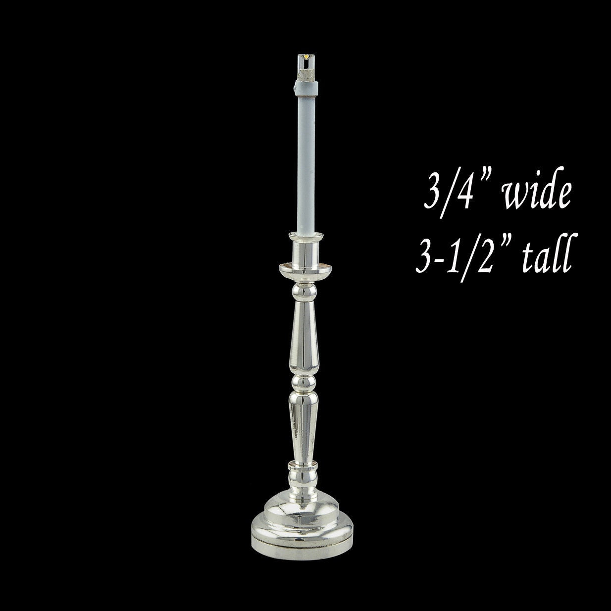 Silver Candlestick lamp LED Super bright with On/off switch for 1:6 dollhouse miniature candle stick candle