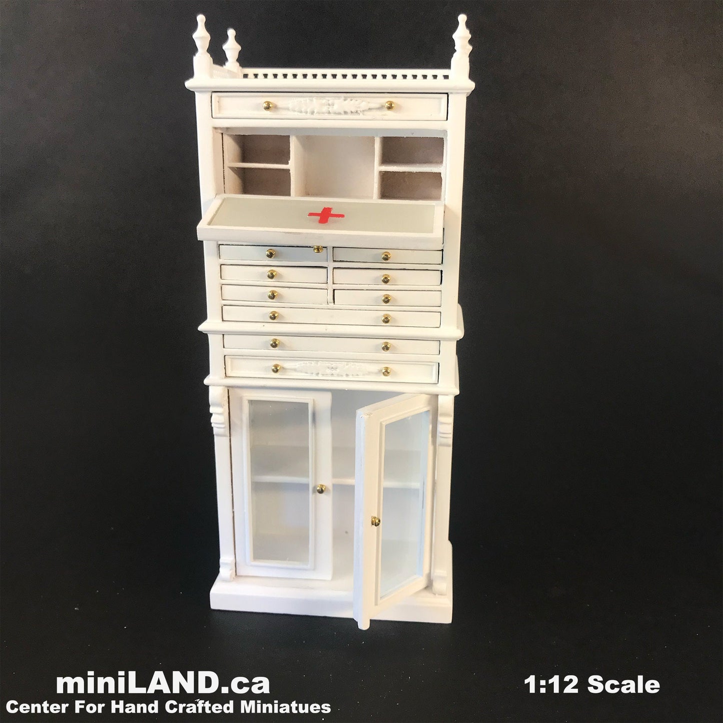Medical doctor dentist cabinet Fine Quality walnut shelves dollhouse miniature 1:12 scale Y3315 WHITE