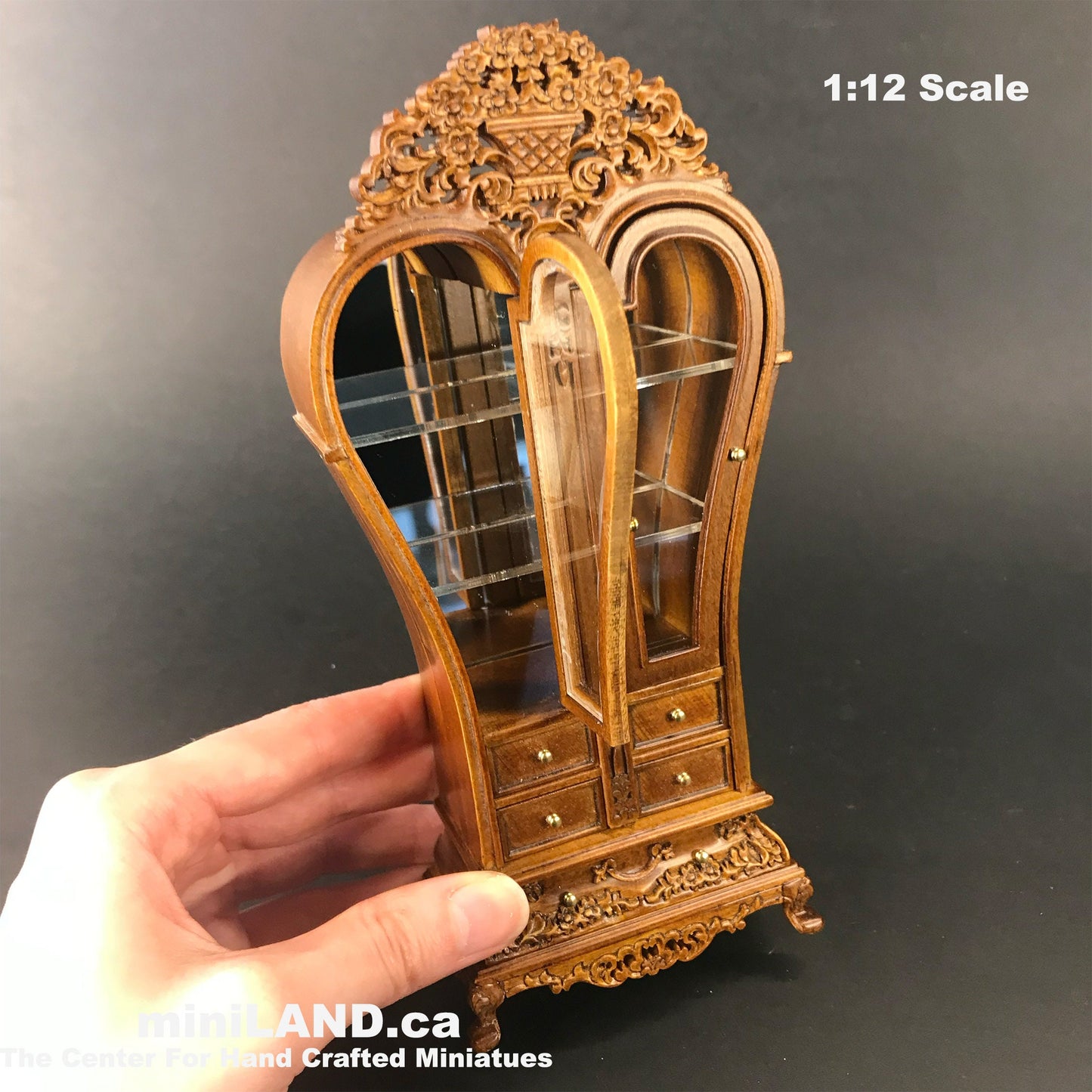 Heart Display Royal France Cabinet wood WN dollhouse miniature 1:12 scale shelving 9520 WN