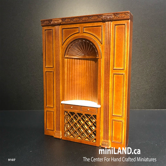 MANOR Bar wall panel unit 6.9" wide dollhouse miniature 1:12 scale