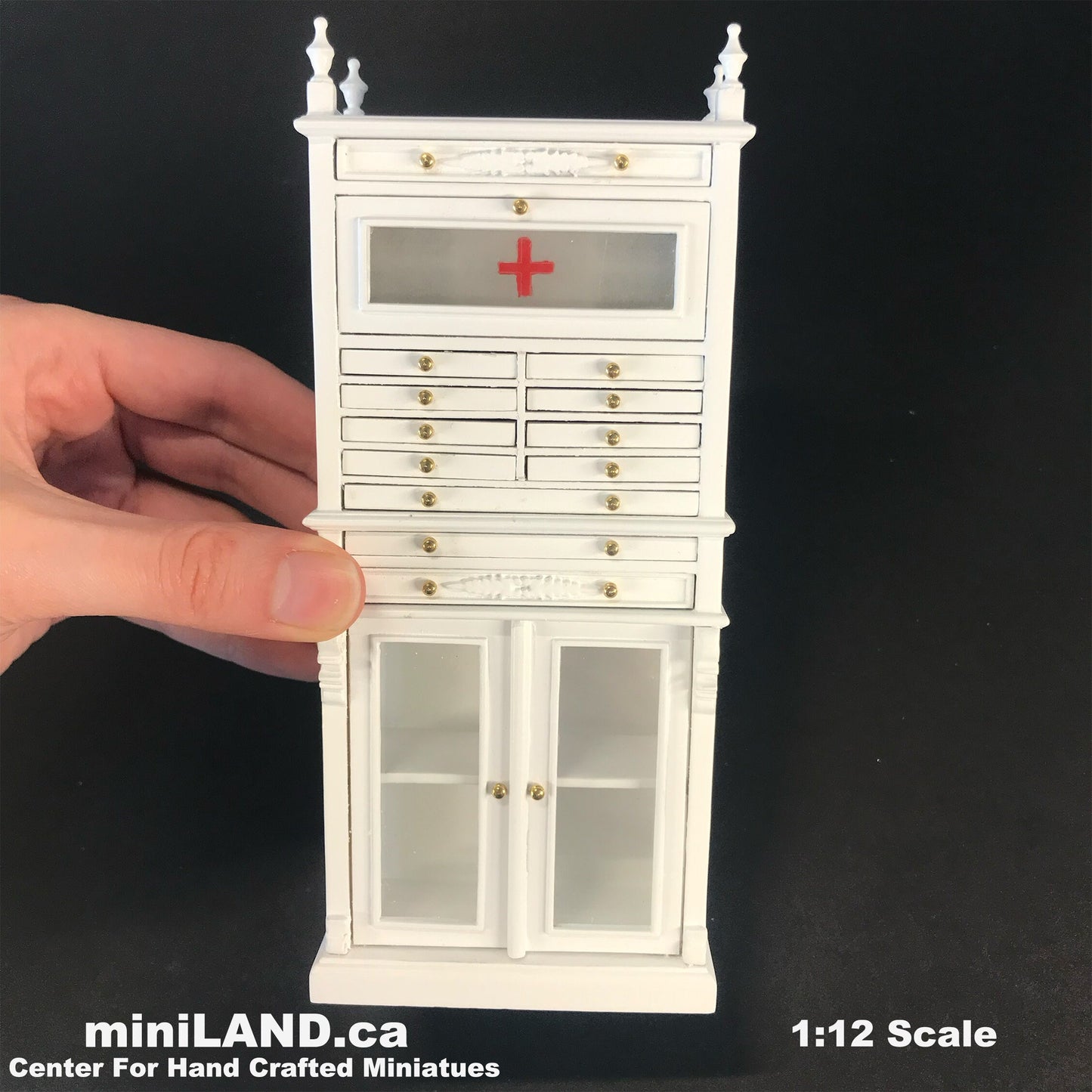 Medical doctor dentist cabinet Fine Quality walnut shelves dollhouse miniature 1:12 scale Y3315 WHITE