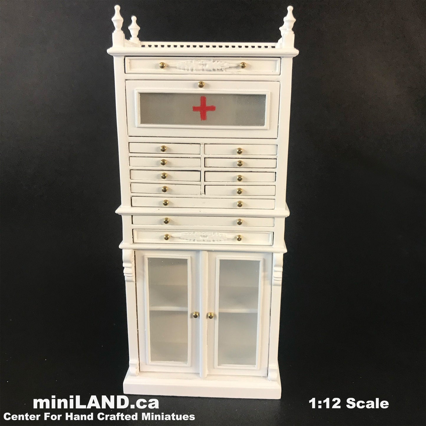 Medical doctor dentist cabinet Fine Quality walnut shelves dollhouse miniature 1:12 scale Y3315 WHITE