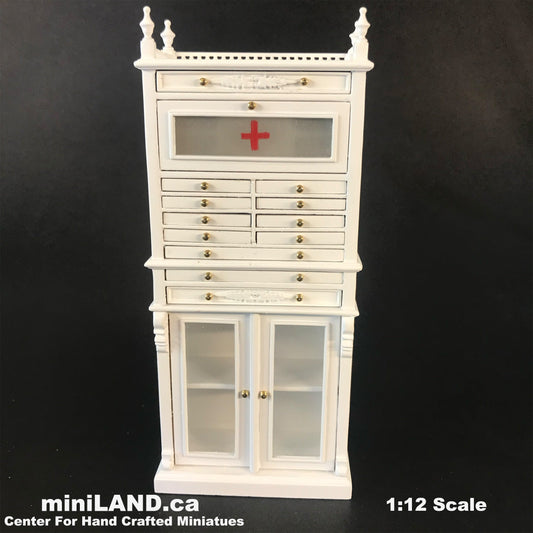 Medical doctor dentist cabinet Fine Quality walnut shelves dollhouse miniature 1:12 scale Y3315 WHITE