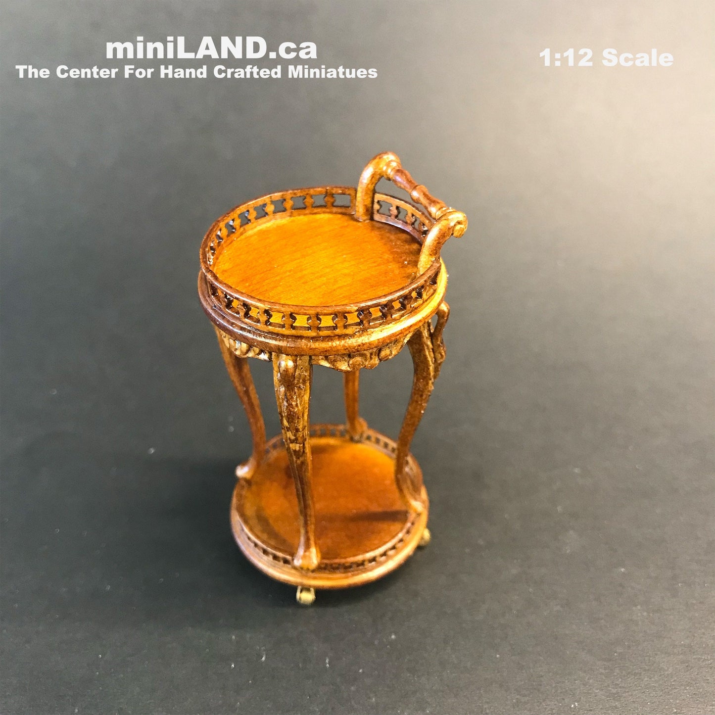 Tea Trolley Cart Quality Liquor service walnut or mahogany for dollhouse miniature 1:12 handcrafted