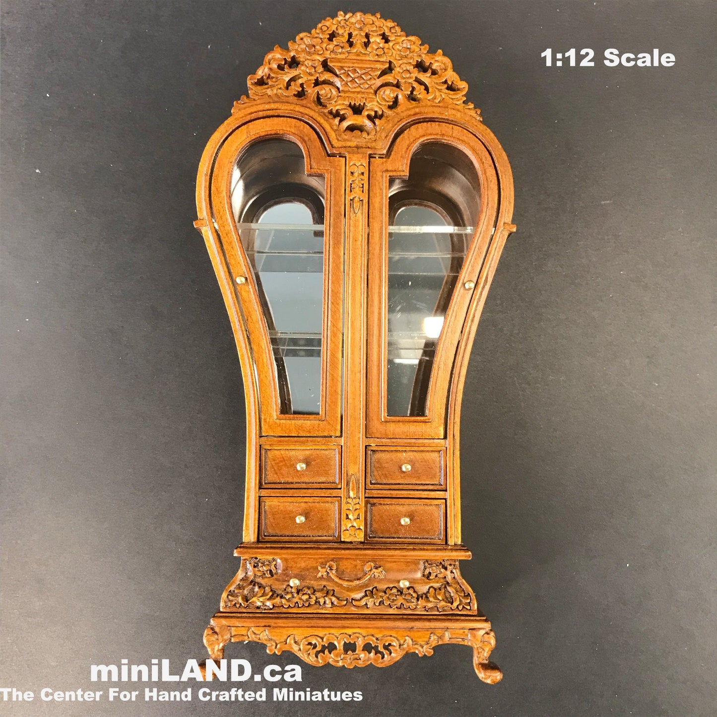Heart Display Royal France Cabinet wood WN dollhouse miniature 1:12 scale shelving 9520 WN