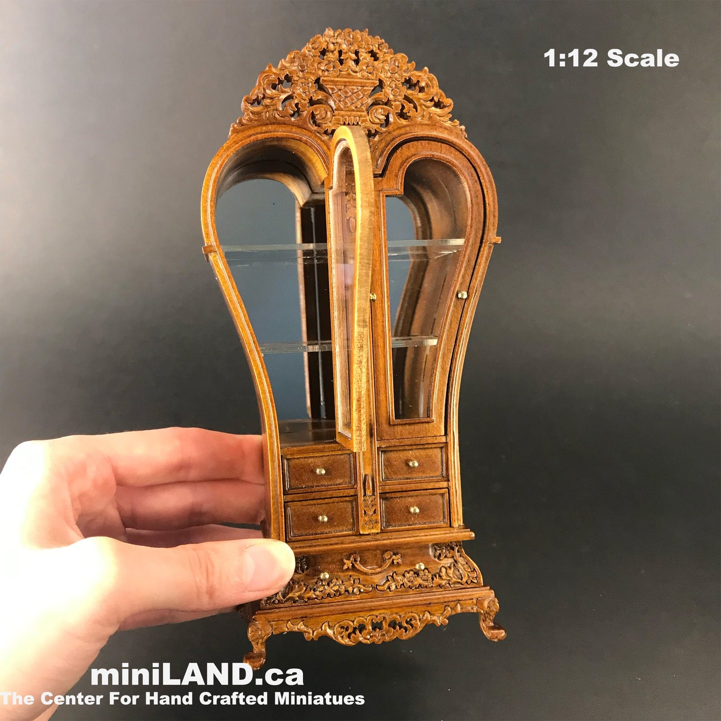 Heart Display Royal France Cabinet wood WN dollhouse miniature 1:12 scale shelving 9520 WN