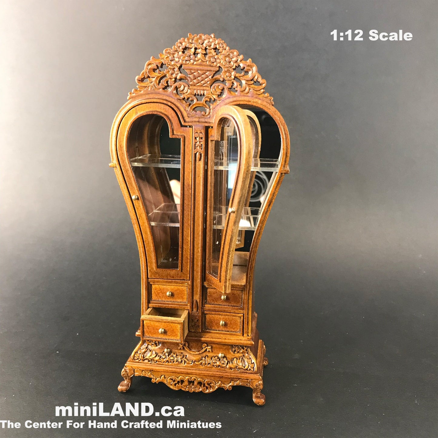 Heart Display Royal France Cabinet wood WN dollhouse miniature 1:12 scale shelving 9520 WN