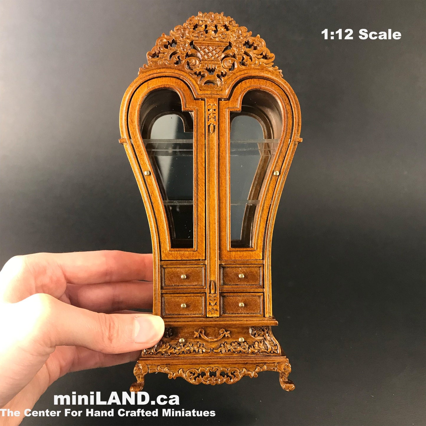 Heart Display Royal France Cabinet wood WN dollhouse miniature 1:12 scale shelving 9520 WN