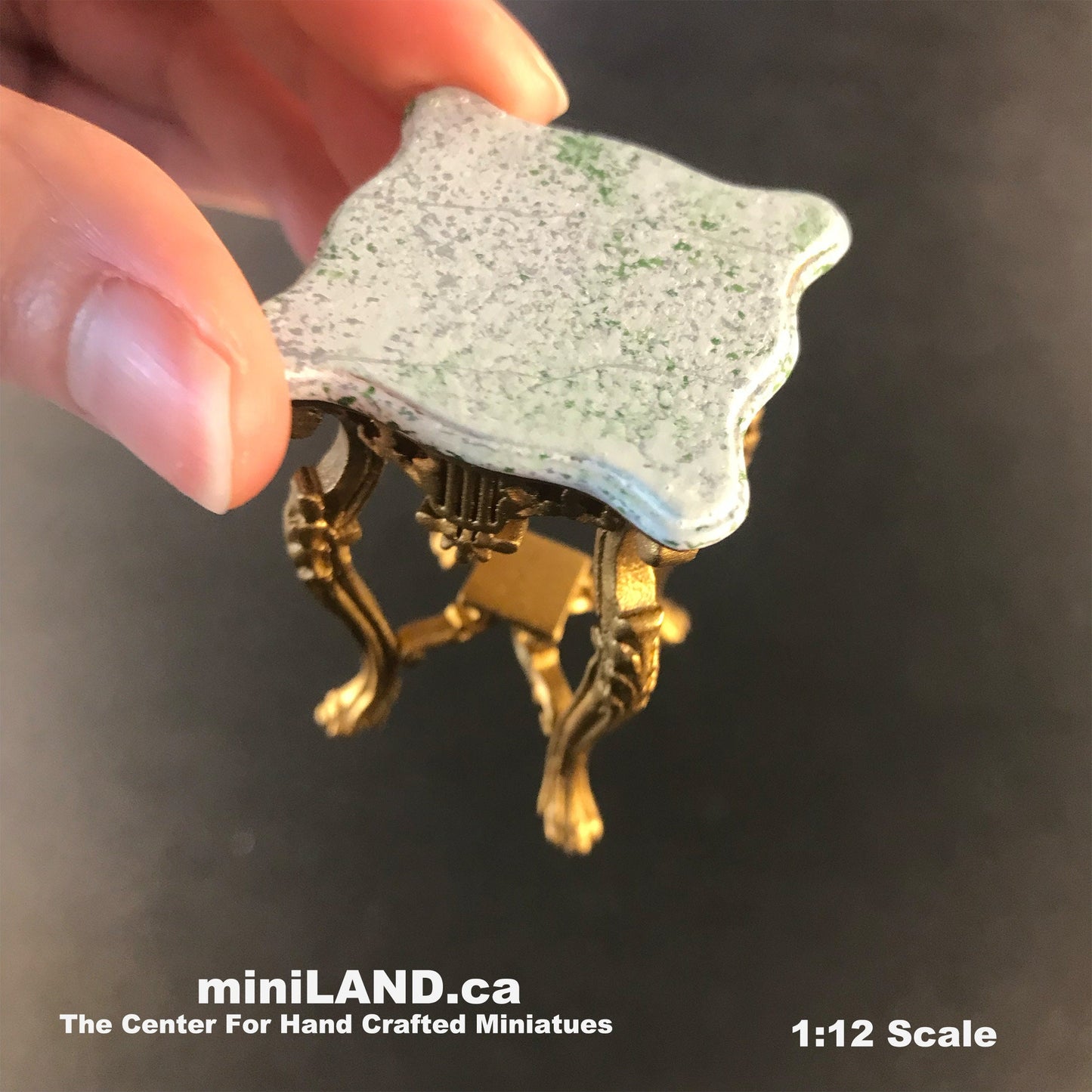 Carved and gilt-wood exquisite tall end table stand Victorian period for dollhouse miniature 1:12 gold details Y3553