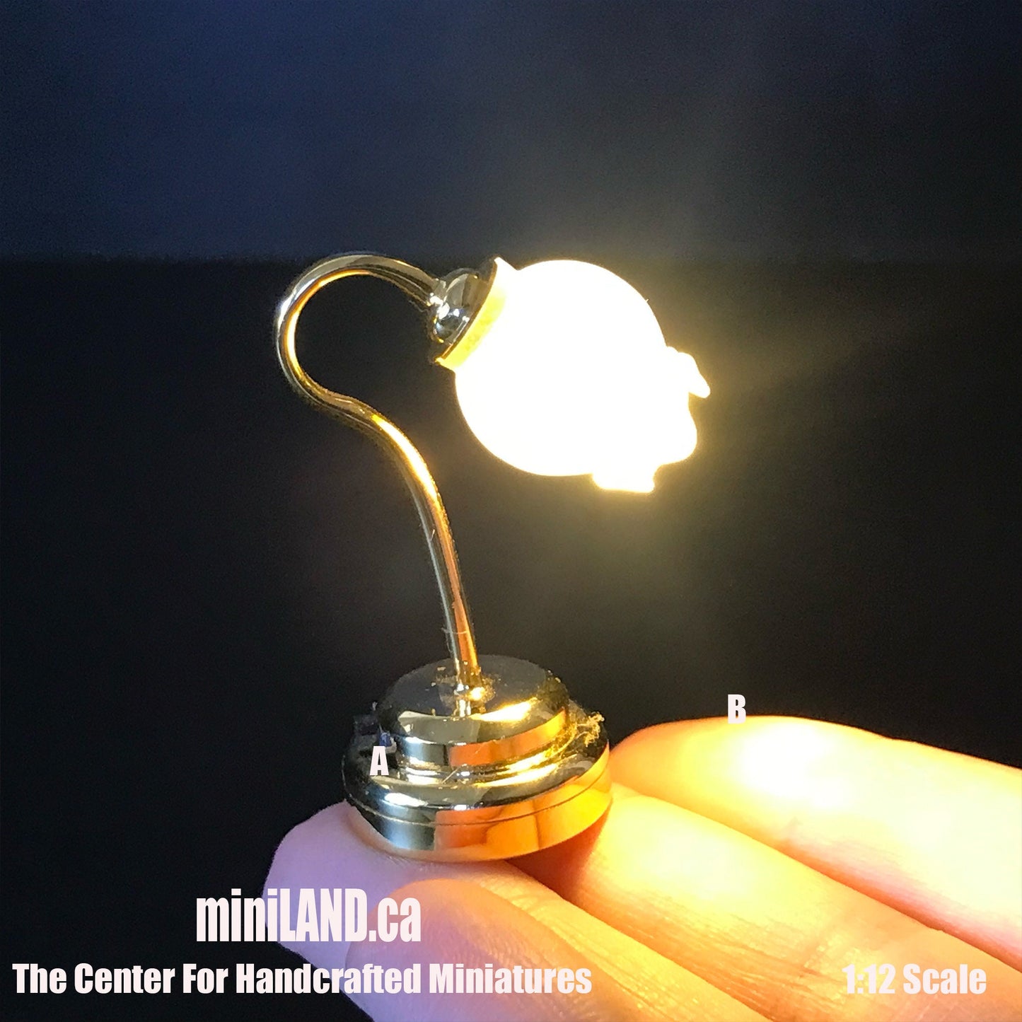 Tulip shade desk lamp LED Super bright  with On/off switch for dollhouse miniature 1:12 scale battery operated