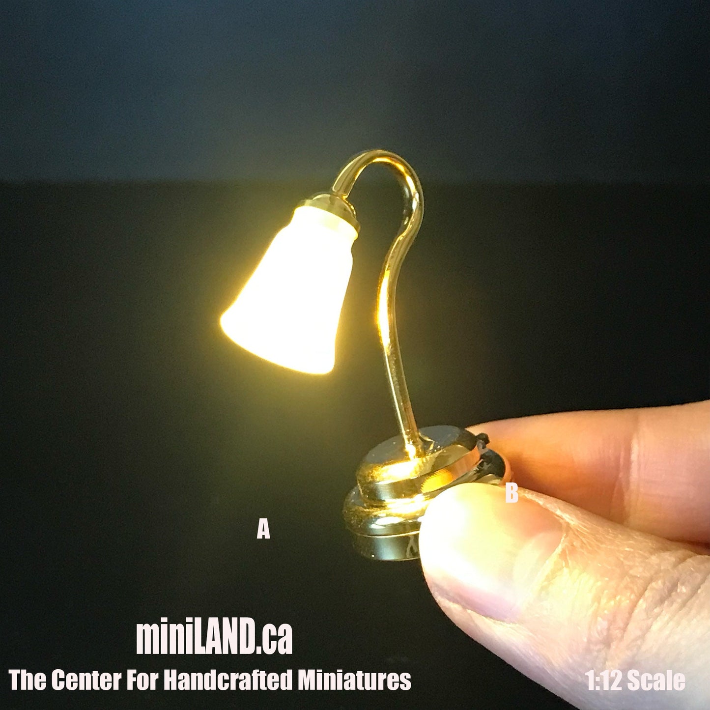 Tulip shade desk lamp LED Super bright  with On/off switch for dollhouse miniature 1:12 scale battery operated