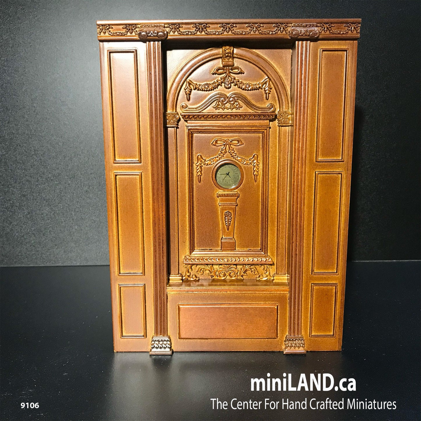 MANOR Working clock wall panel unit 6.9" wide dollhouse miniature 1:12 scale