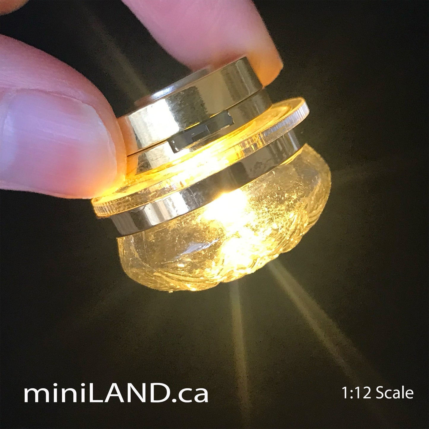 Brass ceiling lamp clear shade LED super bright light with on/off switch for 1:12 scale dollhouse miniatures