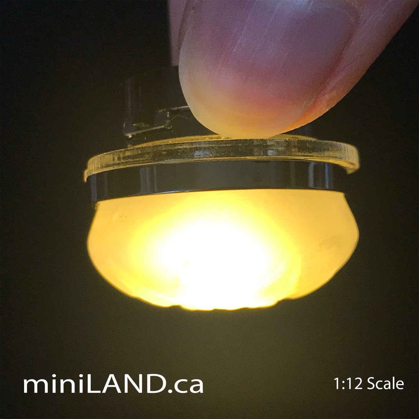Gunmetal Black ceiling lamp frosted shade LED super bright light with on/off switch for 1:12 scale dollhouse miniatures
