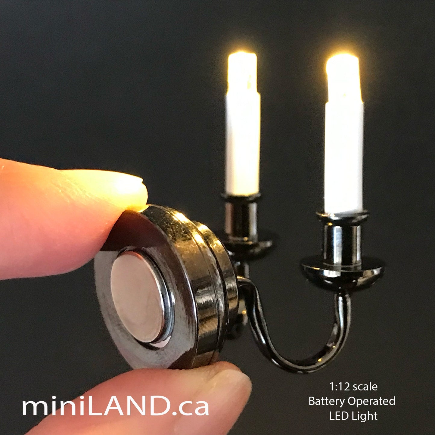Doppelte Wandlampe, Kerzenleuchter, LED, superhelles Licht mit Ein-/Ausschalter für Puppenhausminiaturen im Maßstab 1:12