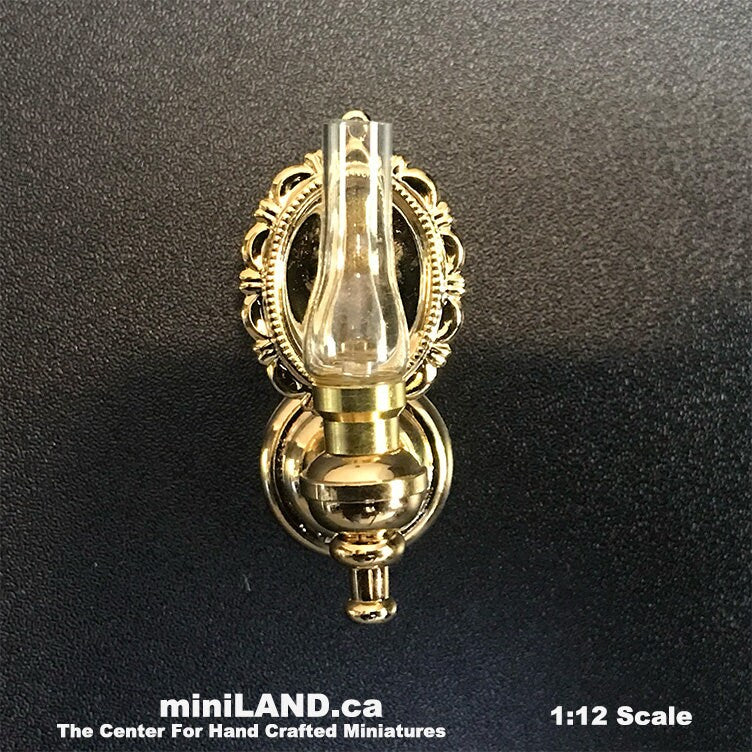 Wall sconce oil lamp clear glass LED super bright light with on/off switch for 1:12 scale dollhouse miniatures battery operated FA052004
