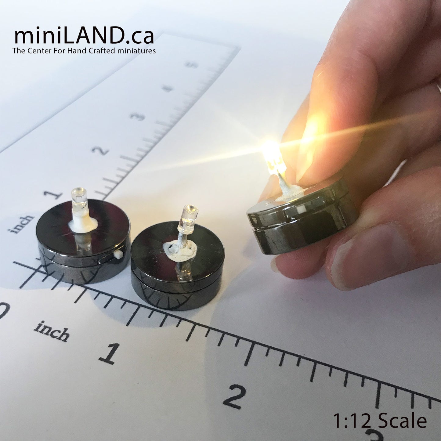 Lot de 3 LED super lumineuses à monter soi-même, avec interrupteur marche/arrêt et batterie, échelle 1:12.