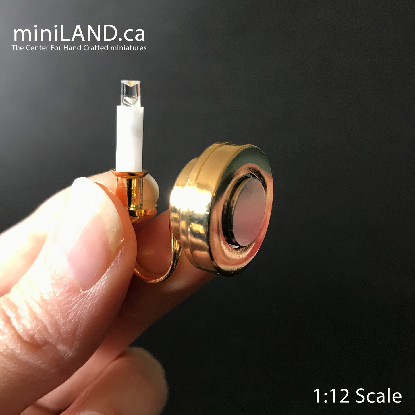 BRASS Single candle wall sconce candle holder LED super bright light with on/off switch for 1:12 scale dollhouse miniatures