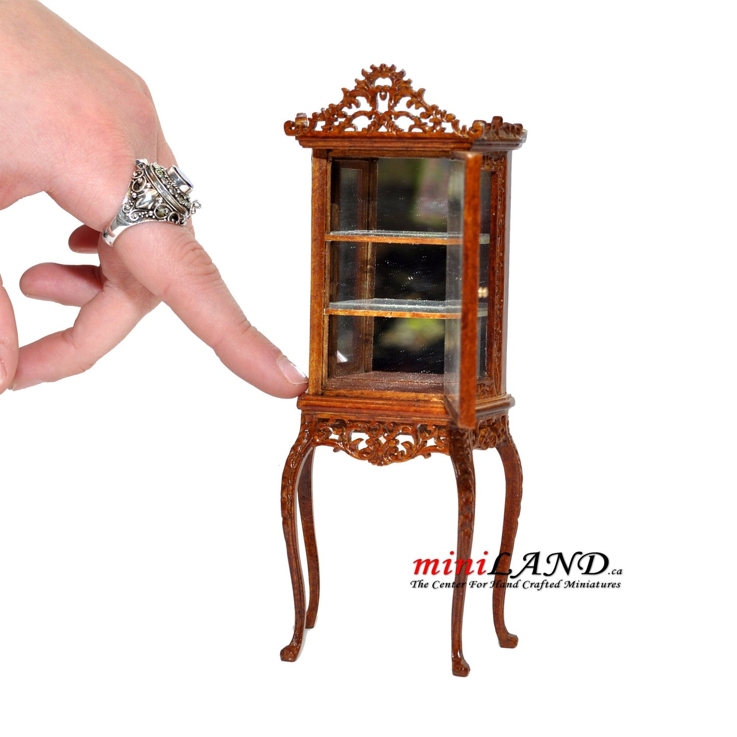 Fine Quality Etagere china display WN for Dollhouse miniature 1:12 scale handcrafted walnut