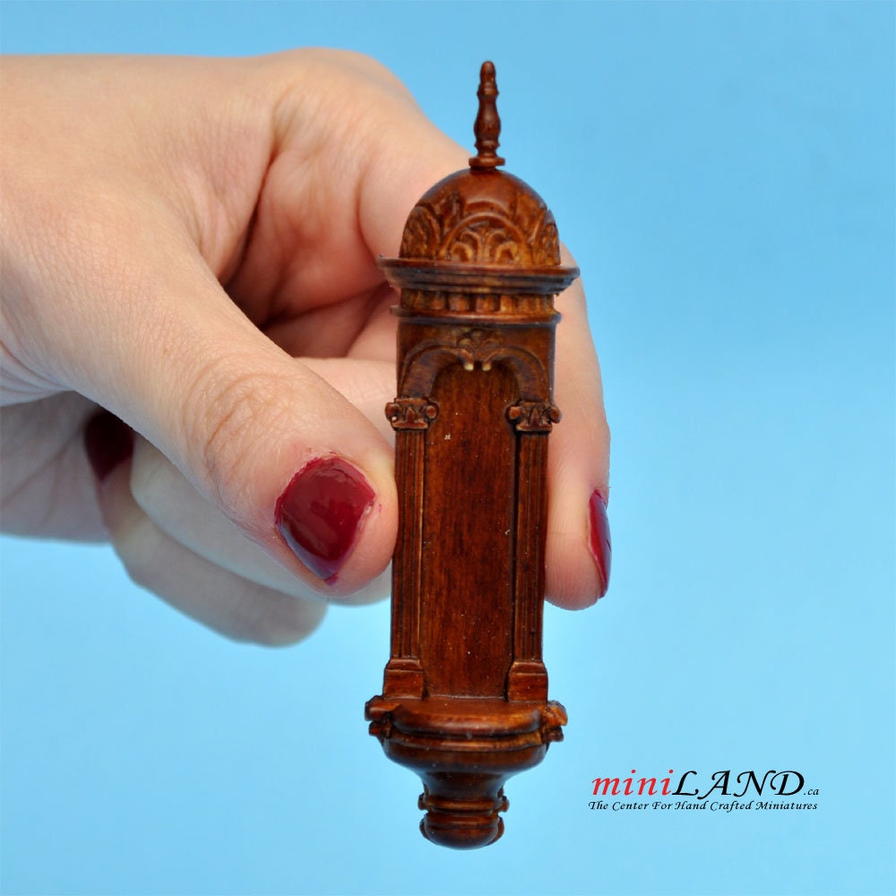 Small Carved Wall WALNUT niche for dollhouse miniatures 1:12 scale handcrafted walnut hanging shelf decorated