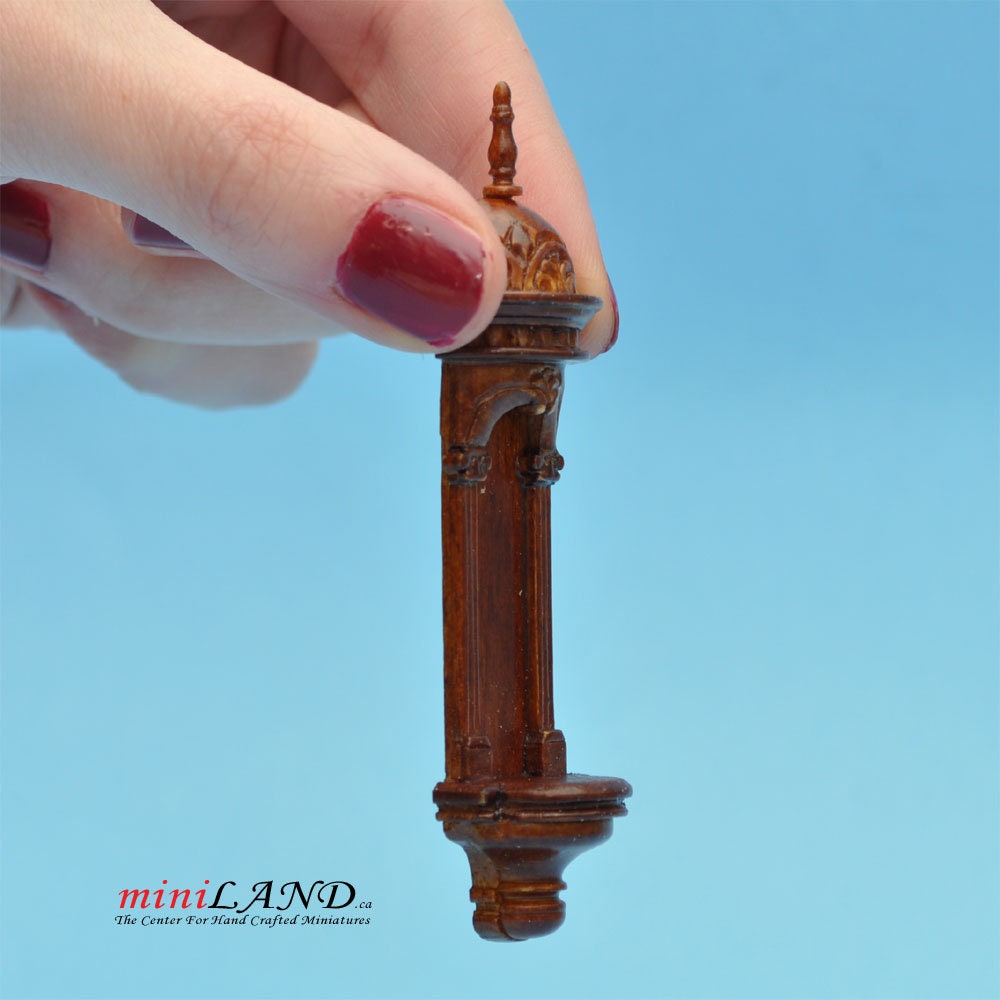 Small Carved Wall WALNUT niche for dollhouse miniatures 1:12 scale handcrafted walnut hanging shelf decorated