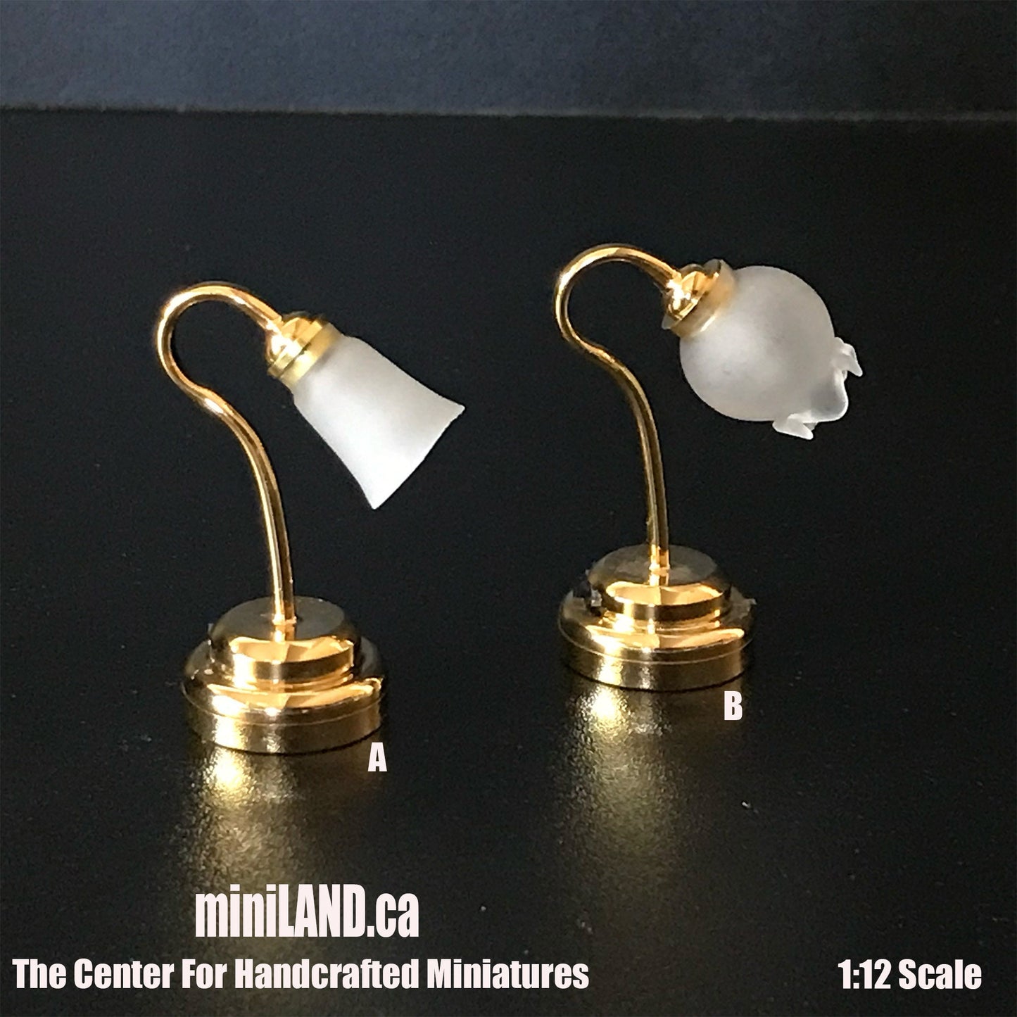 Tulip shade desk lamp LED Super bright  with On/off switch for dollhouse miniature 1:12 scale battery operated