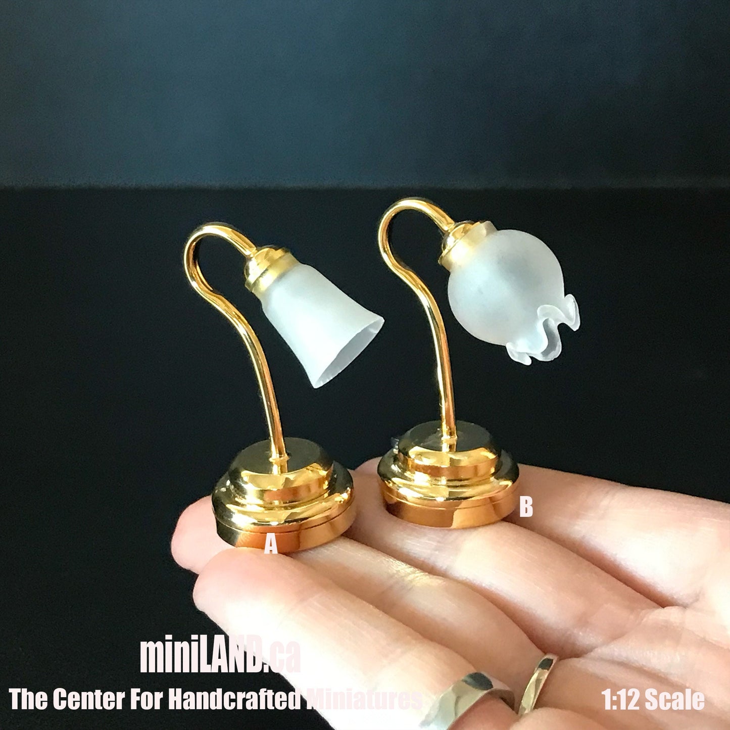 Tulip shade desk lamp LED Super bright  with On/off switch for dollhouse miniature 1:12 scale battery operated