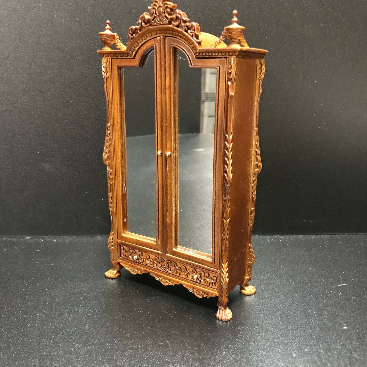 Victorian Quality WARDROBE for 1:12 Scale dollhouse miniature walnut wood bed room mirror 4142WN