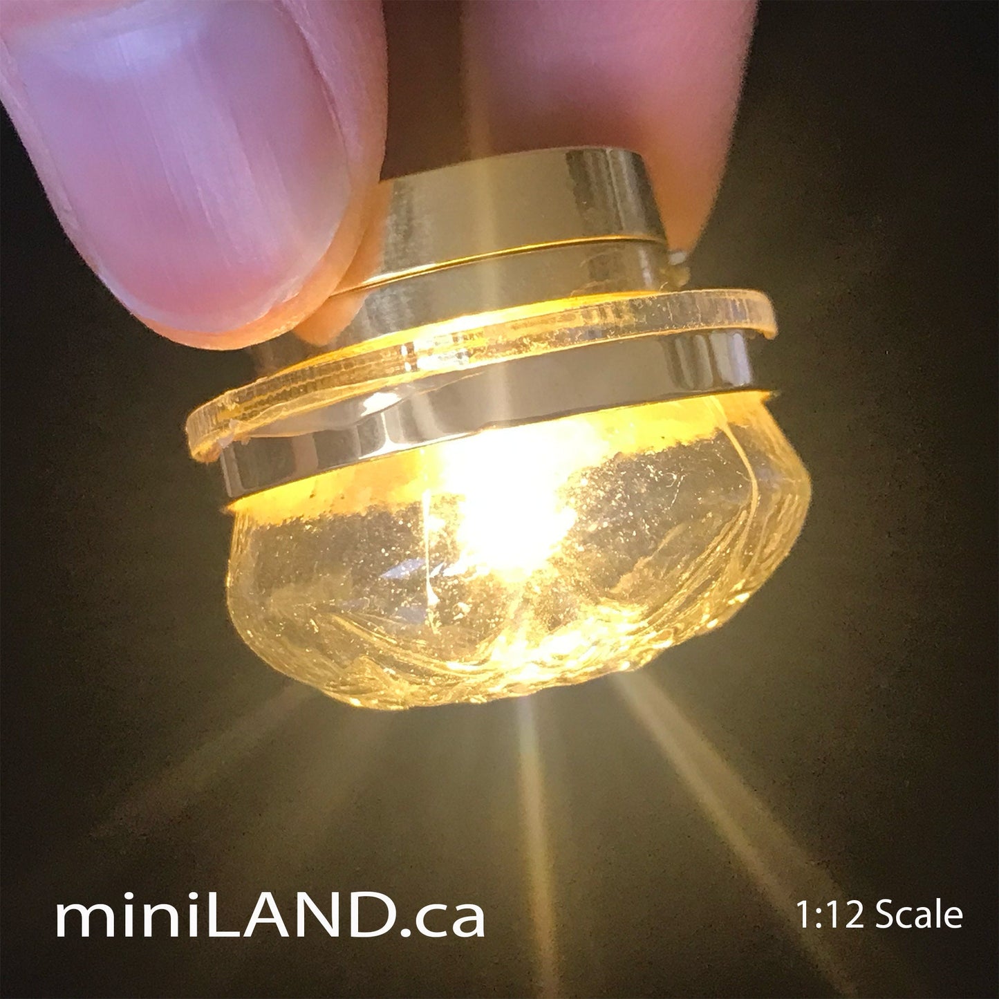 Brass ceiling lamp clear shade LED super bright light with on/off switch for 1:12 scale dollhouse miniatures