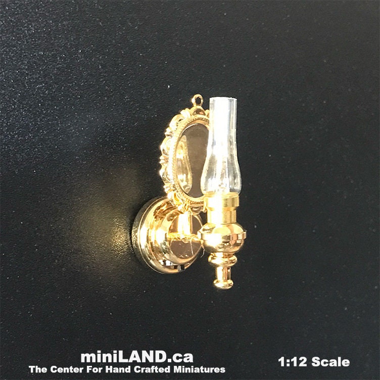 Wall sconce oil lamp clear glass LED super bright light with on/off switch for 1:12 scale dollhouse miniatures battery operated FA052004