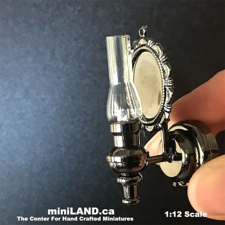 Wall sconce oil lamp clear glass LED super bright light with on/off switch for 1:12 scale dollhouse miniatures battery operated FA052004