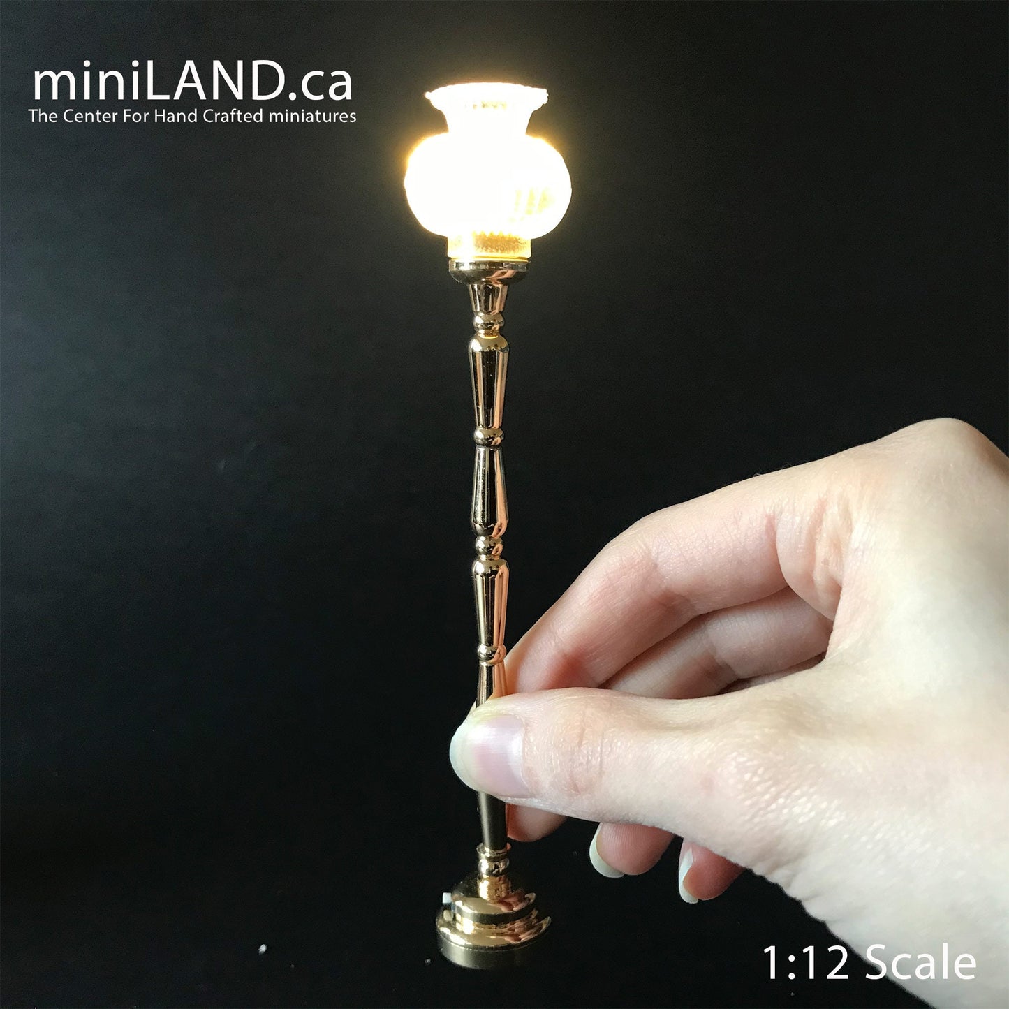 Floor light BRASS Super bright standing floor lamp with on/off switch for 1:12 scale dollhouse miniatures LED