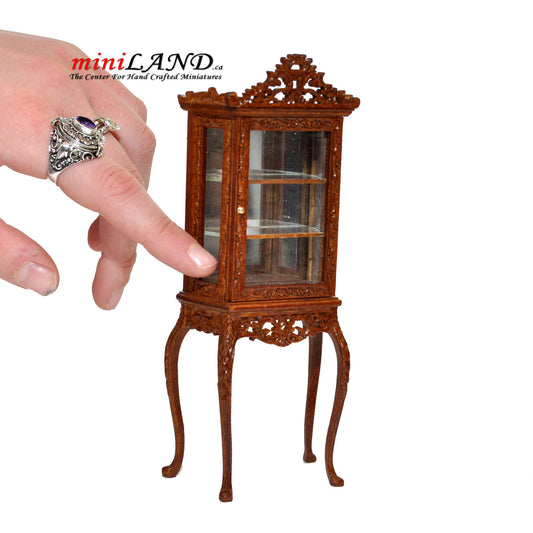 Fine Quality Etagere china display WN for Dollhouse miniature 1:12 scale handcrafted walnut