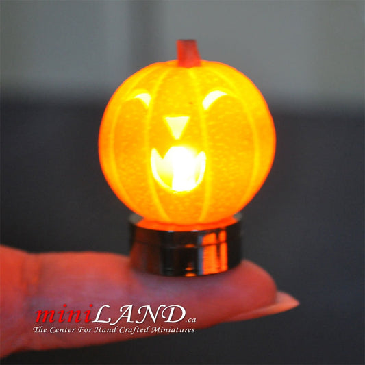 Halloween Pumpkin bright battery LED LAMP Dollhouse miniature 1:12 on/off switch HOP10