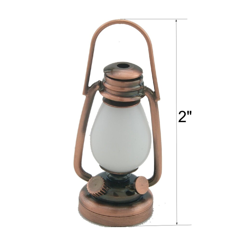 1/6 1:6 Lamp COPPER light Super Bright battery operated LED oil lamp Dollhouse miniature lantern
