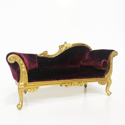 Viktorianisches Chaiselongue-Sofa für Puppenhaus-Miniatur im Maßstab 1:12, Wohnzimmer, GOLD, Y2777 G