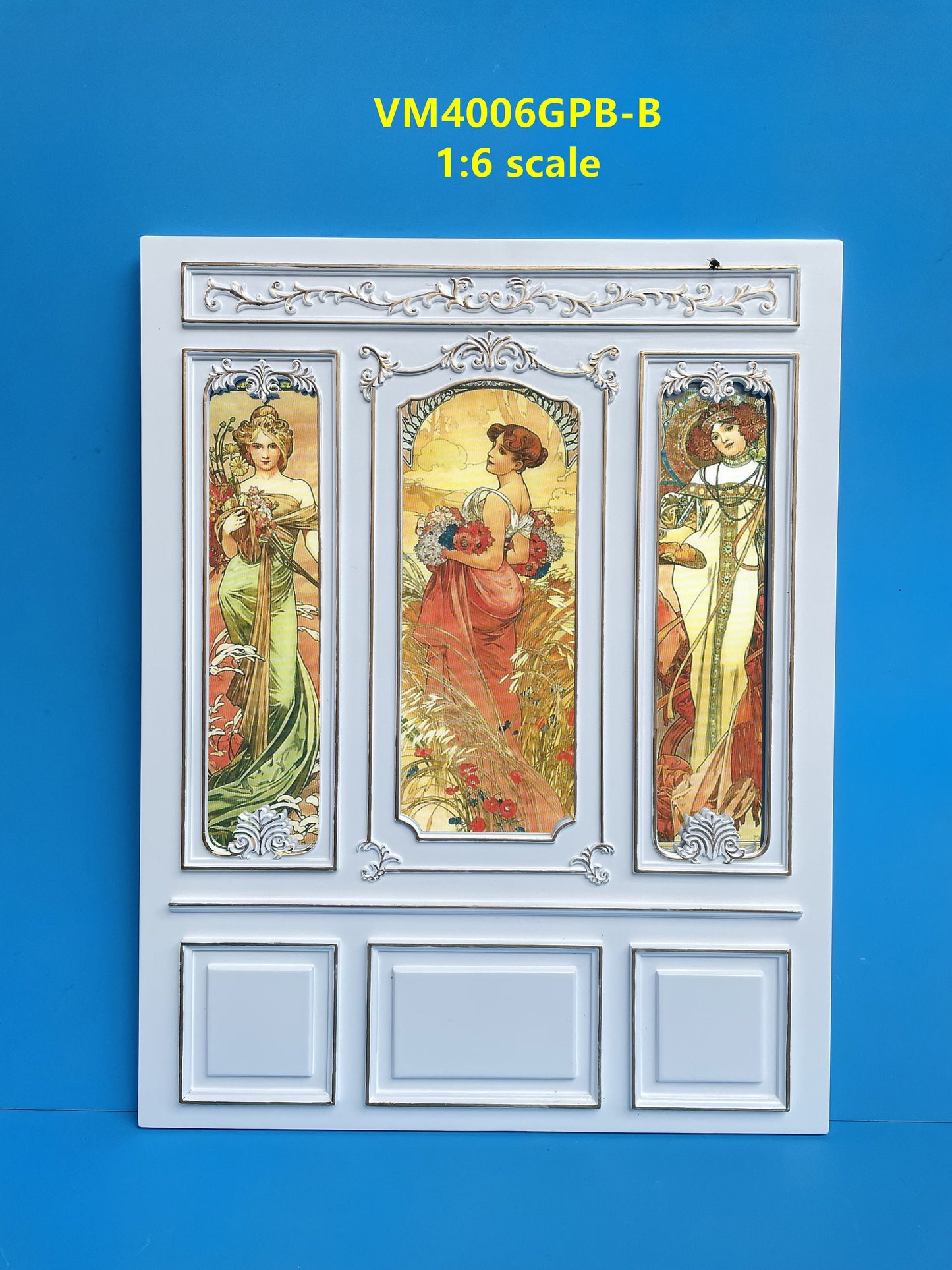Wall panel in 1:6 scale  or background for photographs dolls collectors White Royal paneling line Handcrafted dollhouse miniature