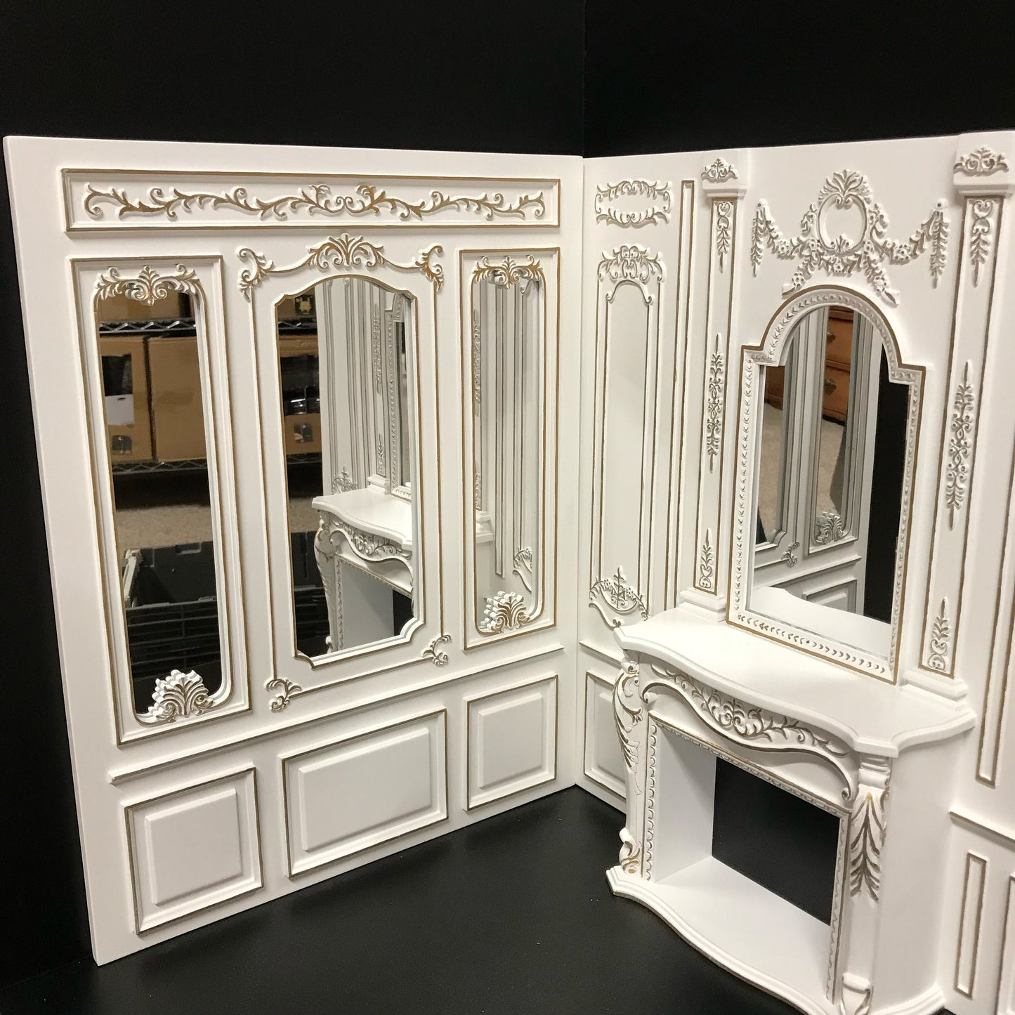 White French Royal Paneling Components  1:6 scale - fireplace panel, door panel, wall panel and column connectors - Handmade limited edition