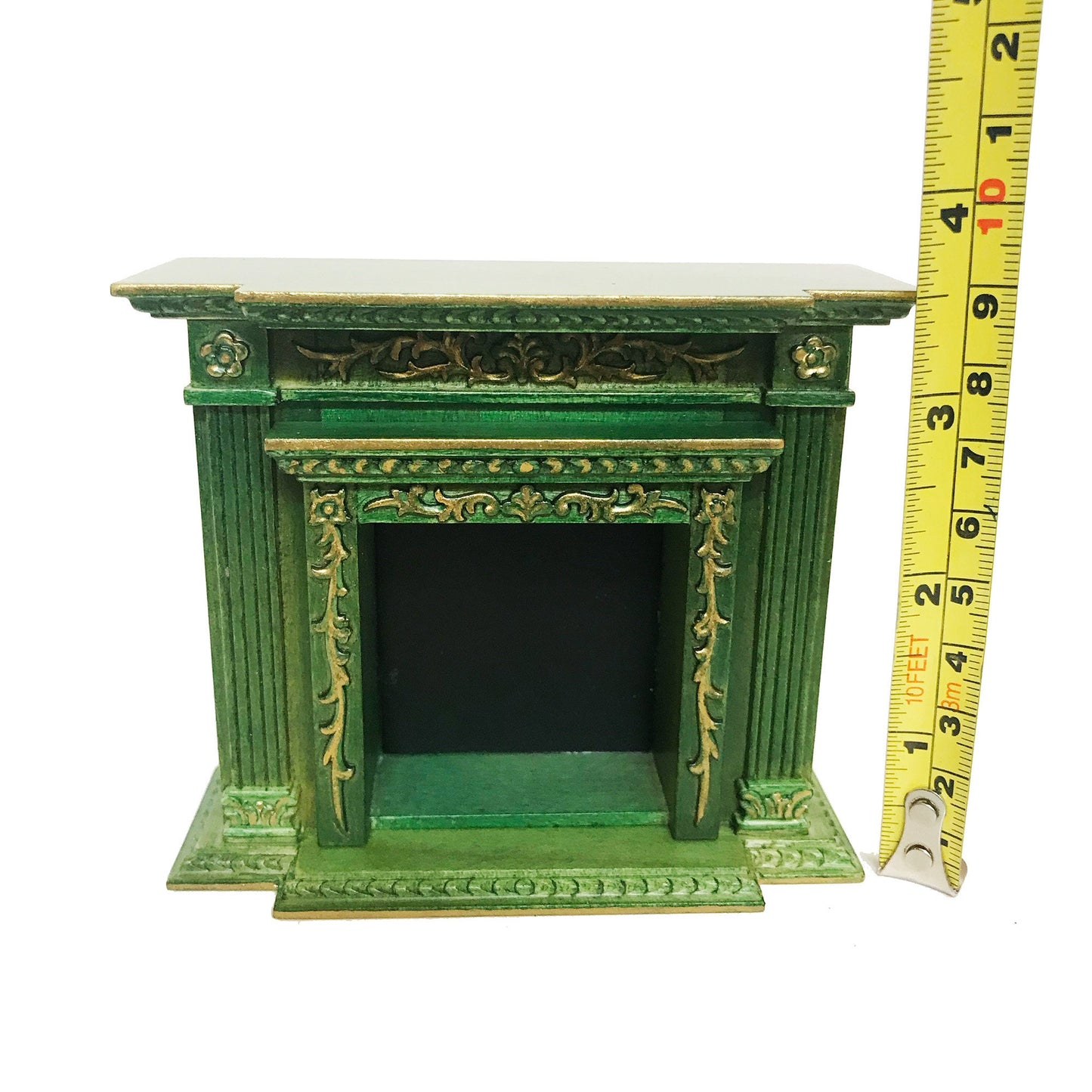 Fine Quality Victorian fireplace for Dollhouse miniature 1:12 GREEN / gold  handcrafted wood Y9512GRG