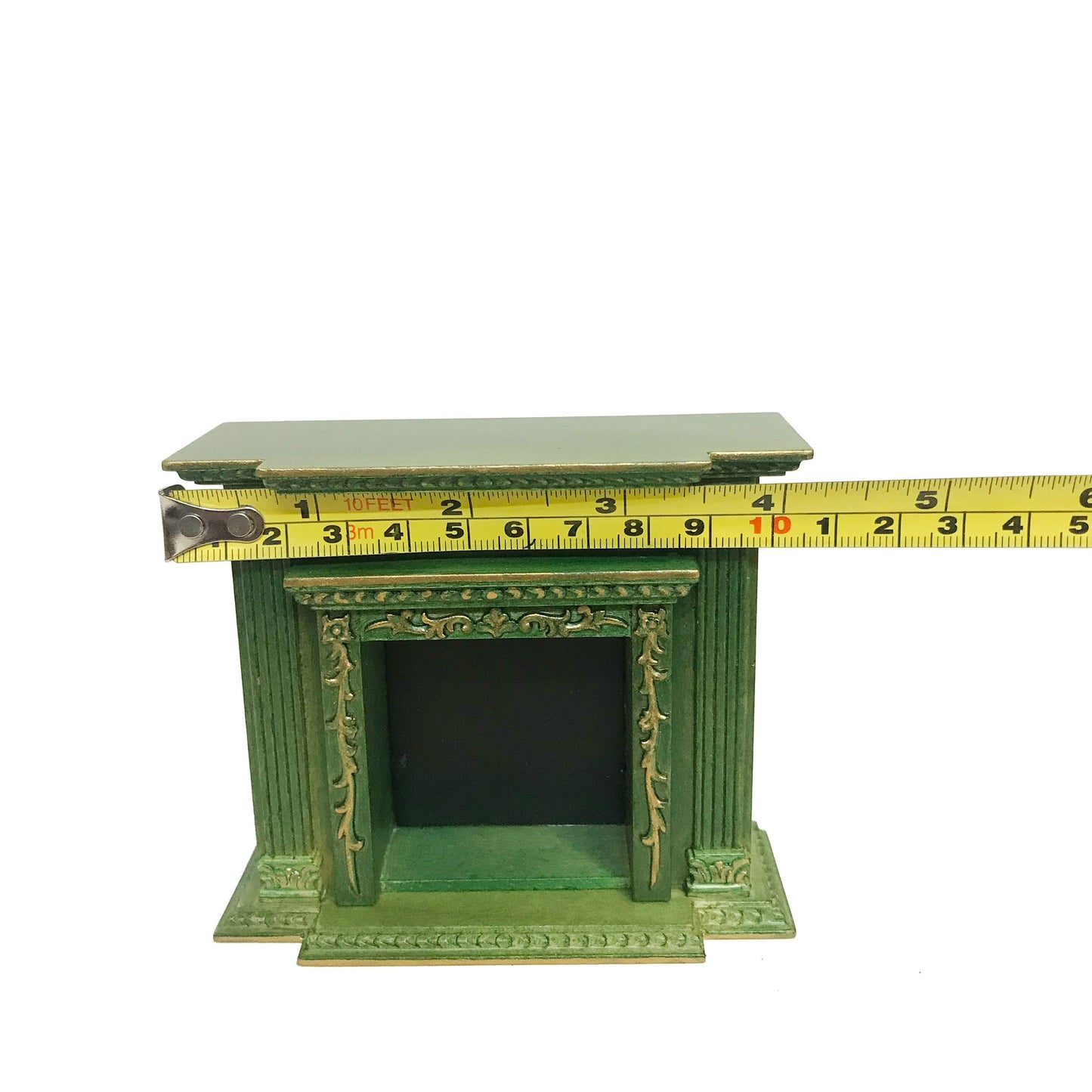 Fine Quality Victorian fireplace for Dollhouse miniature 1:12 GREEN / gold  handcrafted wood Y9512GRG