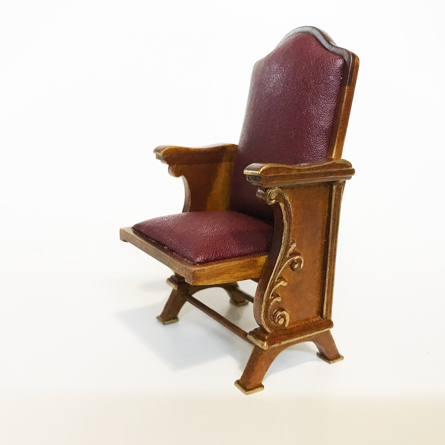 Miniature seats cinema theatre movies chairs for dollhouse 1:12 scale wood with leather