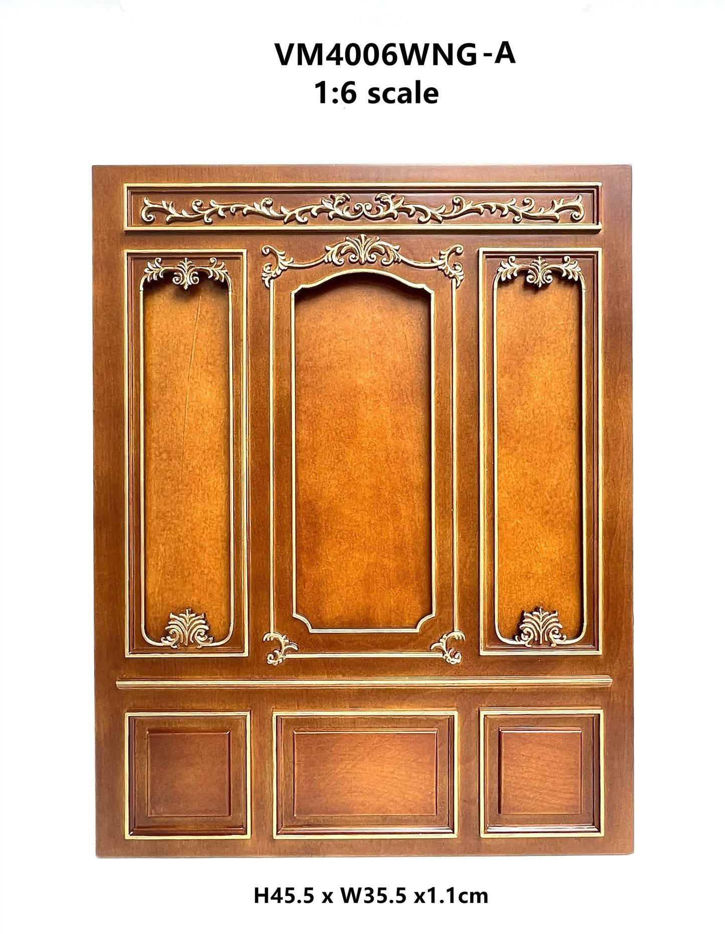 Wall panel in 1:6 scale  or background for photographs dolls collectors WALNUT Royal paneling line Handcrafted dollhouse miniature