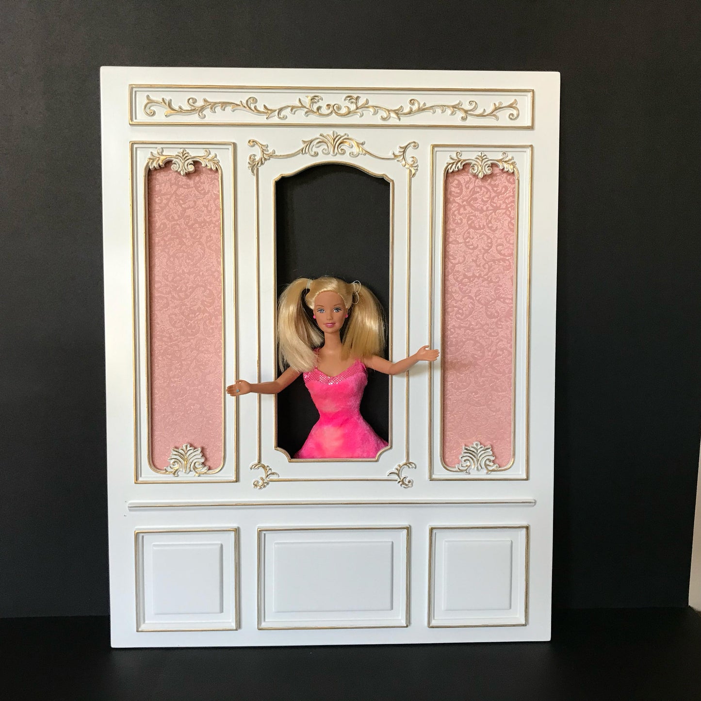 Wall panel in 1:6 scale  or background for photographs dolls collectors White Royal paneling line Handcrafted dollhouse miniature