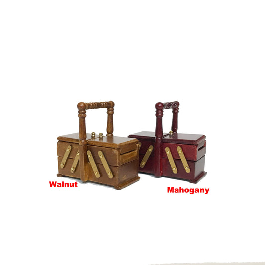Sewing box for dollhouse miniature 1:12 scale wood handcrafted