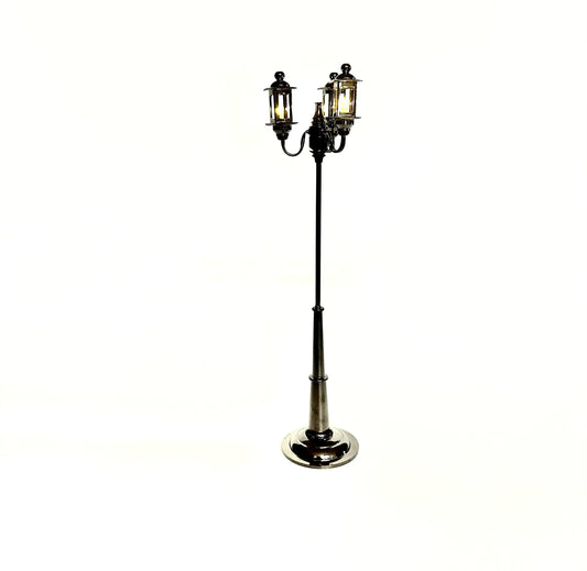 Miniature 8" tall  triple 3 arm carriage street garden lamp light  LED super bright with on/off switch  for dollhouse 1:12 scale dollhouse