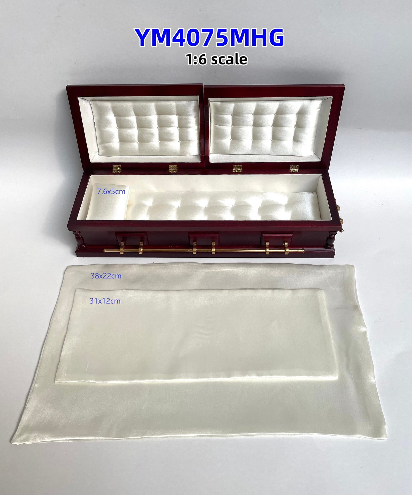 1:6 Scale Wooden miniature coffin casket Mahogany color for 1/6 dollhouse doll Funeral buried For fashion dolls